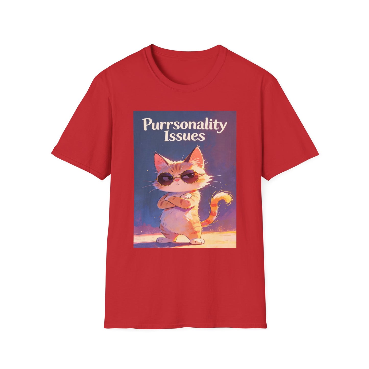 Purrsonality Issues funny cat lover shirt with orange cat in sunglasses
Sassy cat shirt featuring grumpy orange tabby with crossed arms
Funny cat pun t-shirt gift for cat moms and cat dads
Cat attitude shirt with sunglasses cat graphic
Unisex cat lover tee with Purrsonality Issues design