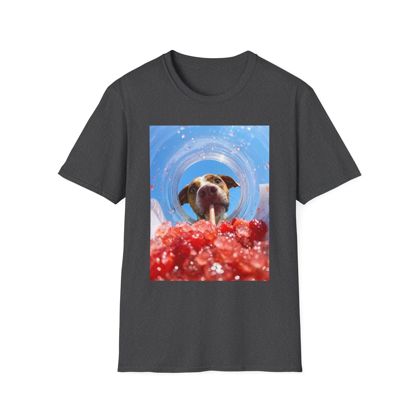 Funny dog drinking shirt with red berry drink graphic
Cute dog lover t-shirt featuring dog sipping through a straw
Summer drink dog graphic tee for dog moms and dog dads
Funny dog shirt with close-up dog and iced drink design
Unisex pet lover gift shirt with dog drinking artwork