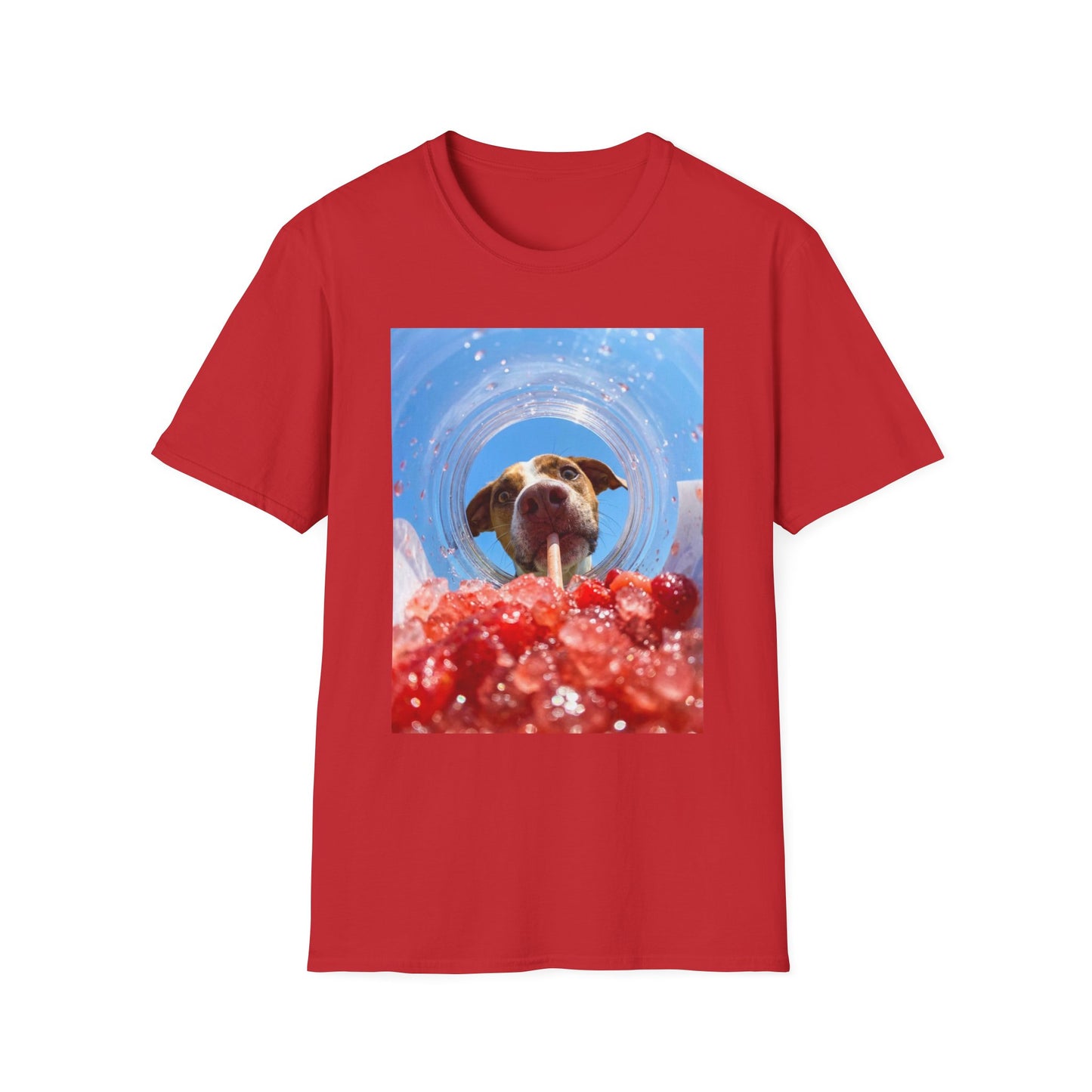 Funny dog drinking shirt with red berry drink graphic
Cute dog lover t-shirt featuring dog sipping through a straw
Summer drink dog graphic tee for dog moms and dog dads
Funny dog shirt with close-up dog and iced drink design
Unisex pet lover gift shirt with dog drinking artwork