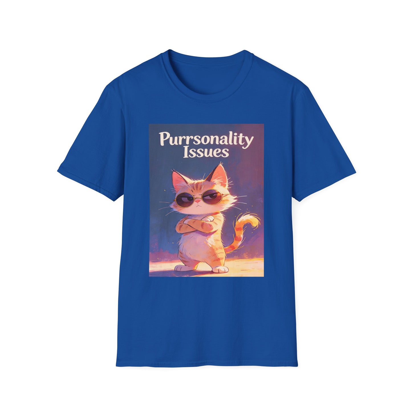 Purrsonality Issues funny cat lover shirt with orange cat in sunglasses
Sassy cat shirt featuring grumpy orange tabby with crossed arms
Funny cat pun t-shirt gift for cat moms and cat dads
Cat attitude shirt with sunglasses cat graphic
Unisex cat lover tee with Purrsonality Issues design