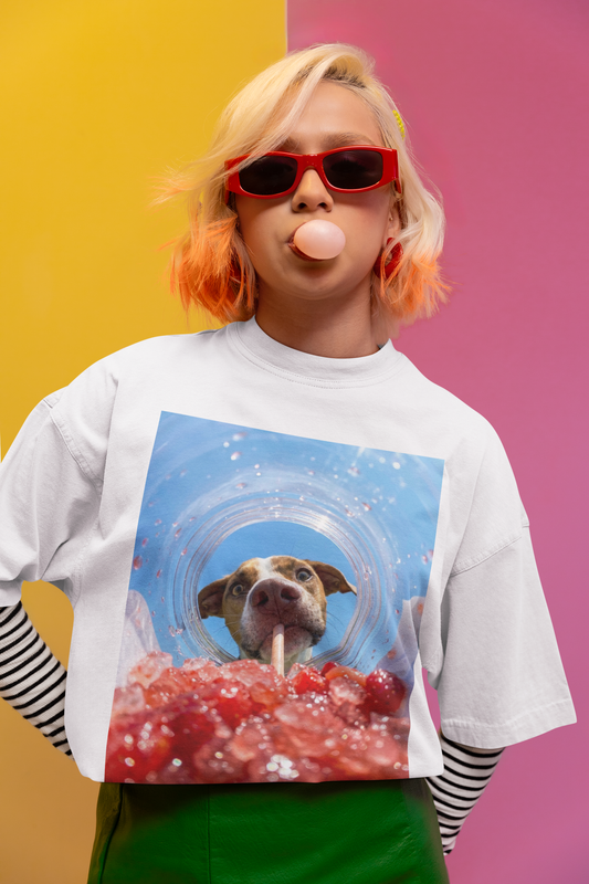 Funny dog drinking shirt with red berry drink graphic
Cute dog lover t-shirt featuring dog sipping through a straw
Summer drink dog graphic tee for dog moms and dog dads
Funny dog shirt with close-up dog and iced drink design
Unisex pet lover gift shirt with dog drinking artwork