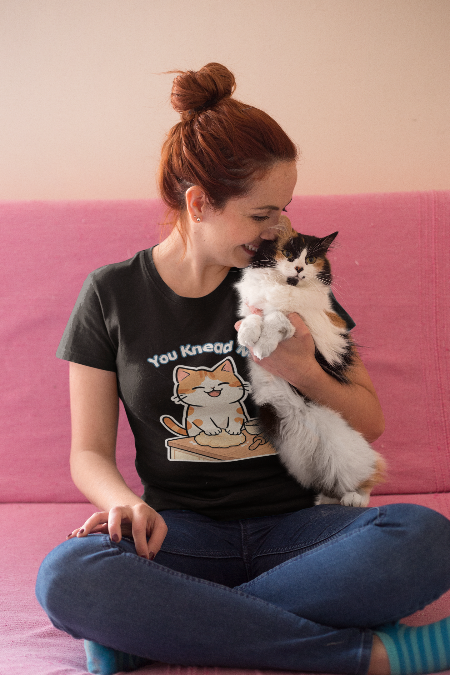 You Knead Me funny cat baking shirt with orange cat kneading dough
Cute baker cat t-shirt for cat lovers and bread lovers
Funny cat pun shirt with kitty kneading biscuits design
Unisex cat graphic tee gift for cat moms and bakers
Kawaii cat baking shirt with dough bowl and rolling pin
