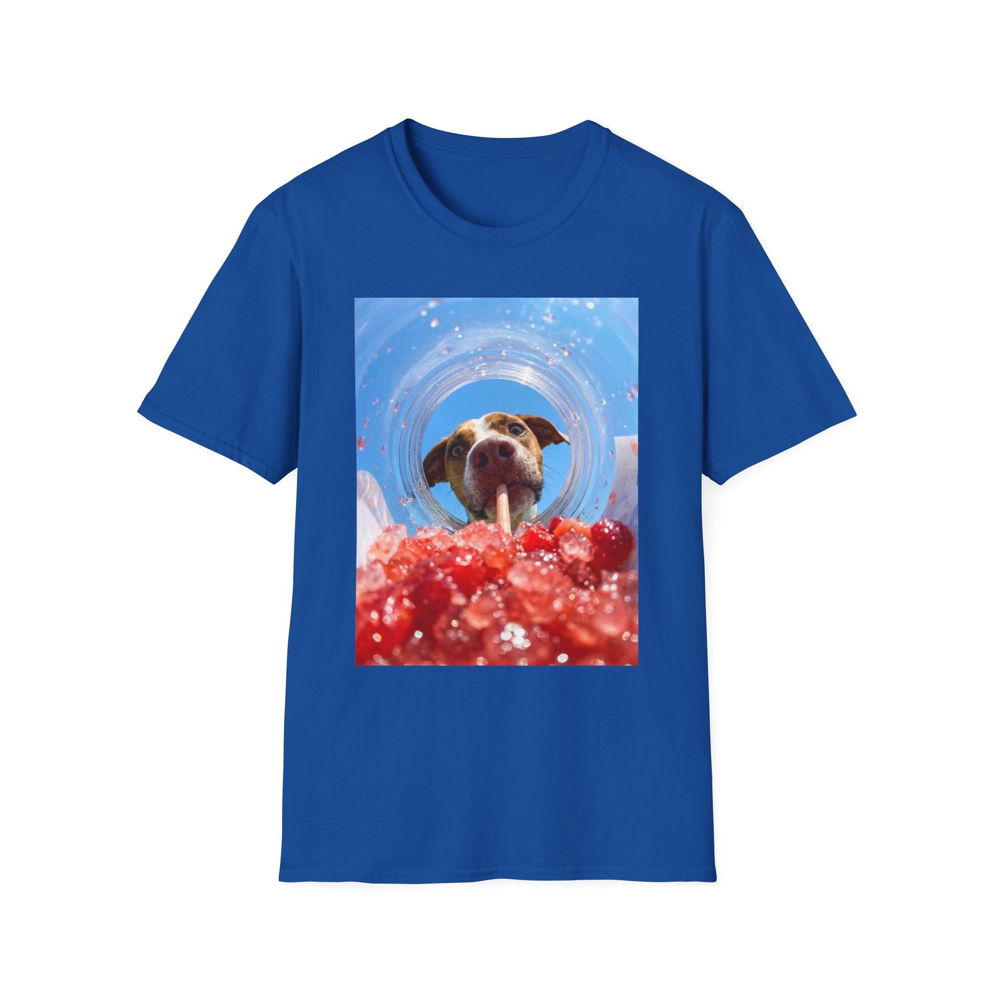 Funny dog drinking shirt with red berry drink graphic
Cute dog lover t-shirt featuring dog sipping through a straw
Summer drink dog graphic tee for dog moms and dog dads
Funny dog shirt with close-up dog and iced drink design
Unisex pet lover gift shirt with dog drinking artwork