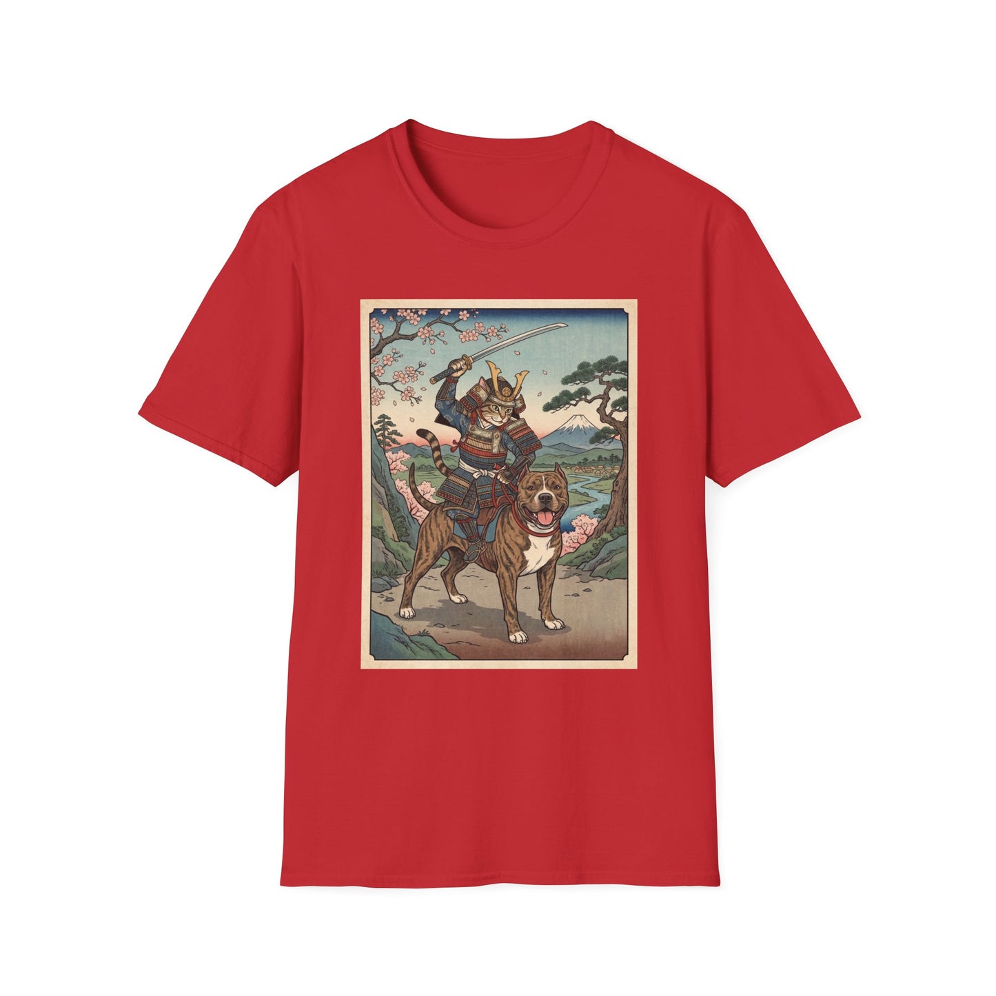 Samurai Cat T-Shirt, Japanese Art Cat Lover Gift, Funny Warrior Cat Graphic Tee, Anime Cat Shirt, Cat Dad Gift