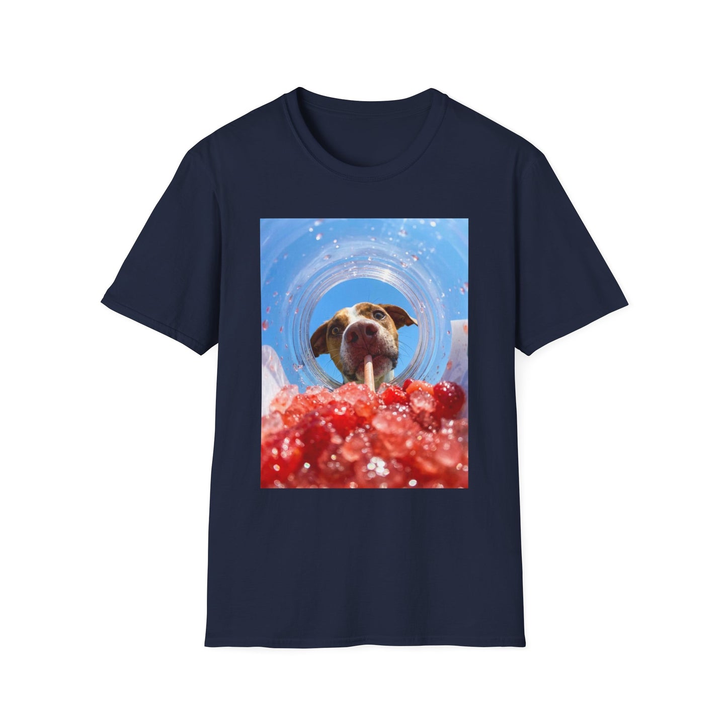 Funny dog drinking shirt with red berry drink graphic
Cute dog lover t-shirt featuring dog sipping through a straw
Summer drink dog graphic tee for dog moms and dog dads
Funny dog shirt with close-up dog and iced drink design
Unisex pet lover gift shirt with dog drinking artwork