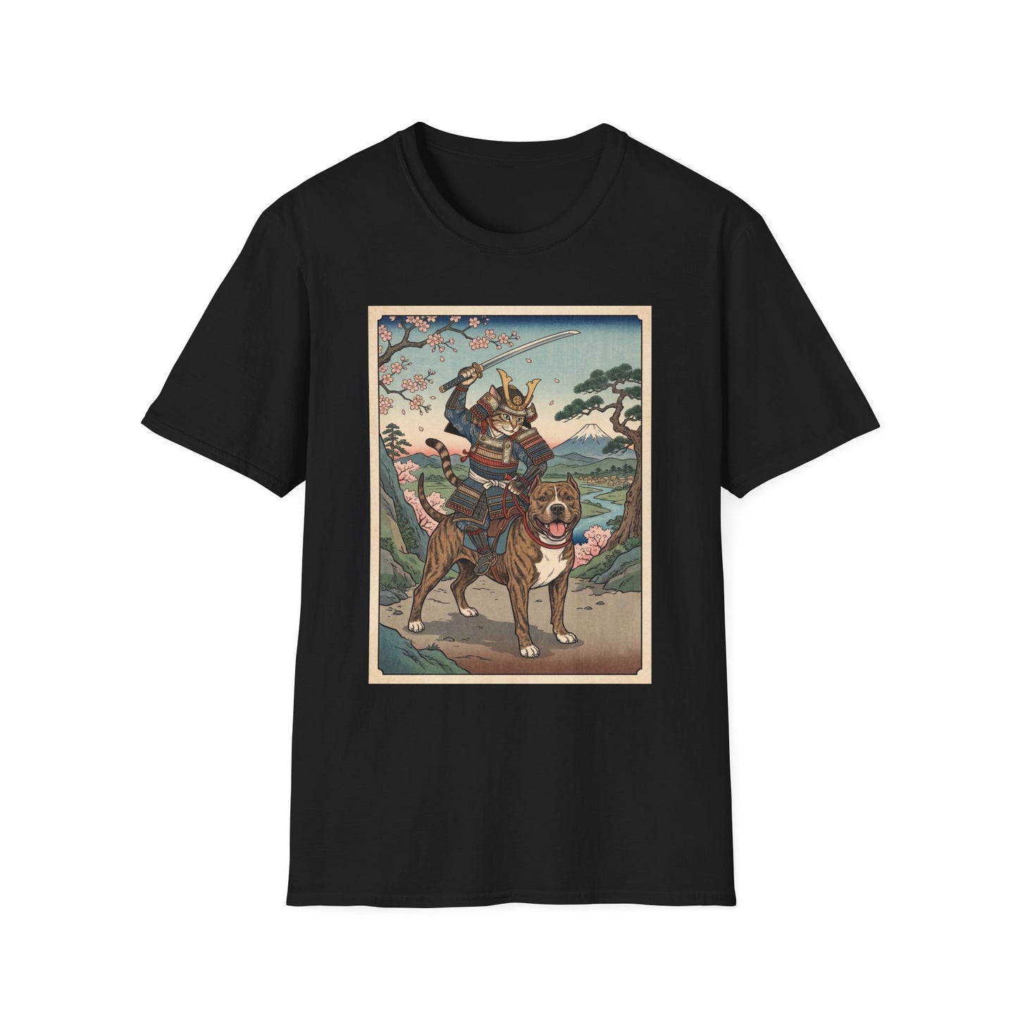 Samurai Cat T-Shirt, Japanese Art Cat Lover Gift, Funny Warrior Cat Graphic Tee, Anime Cat Shirt, Cat Dad Gift