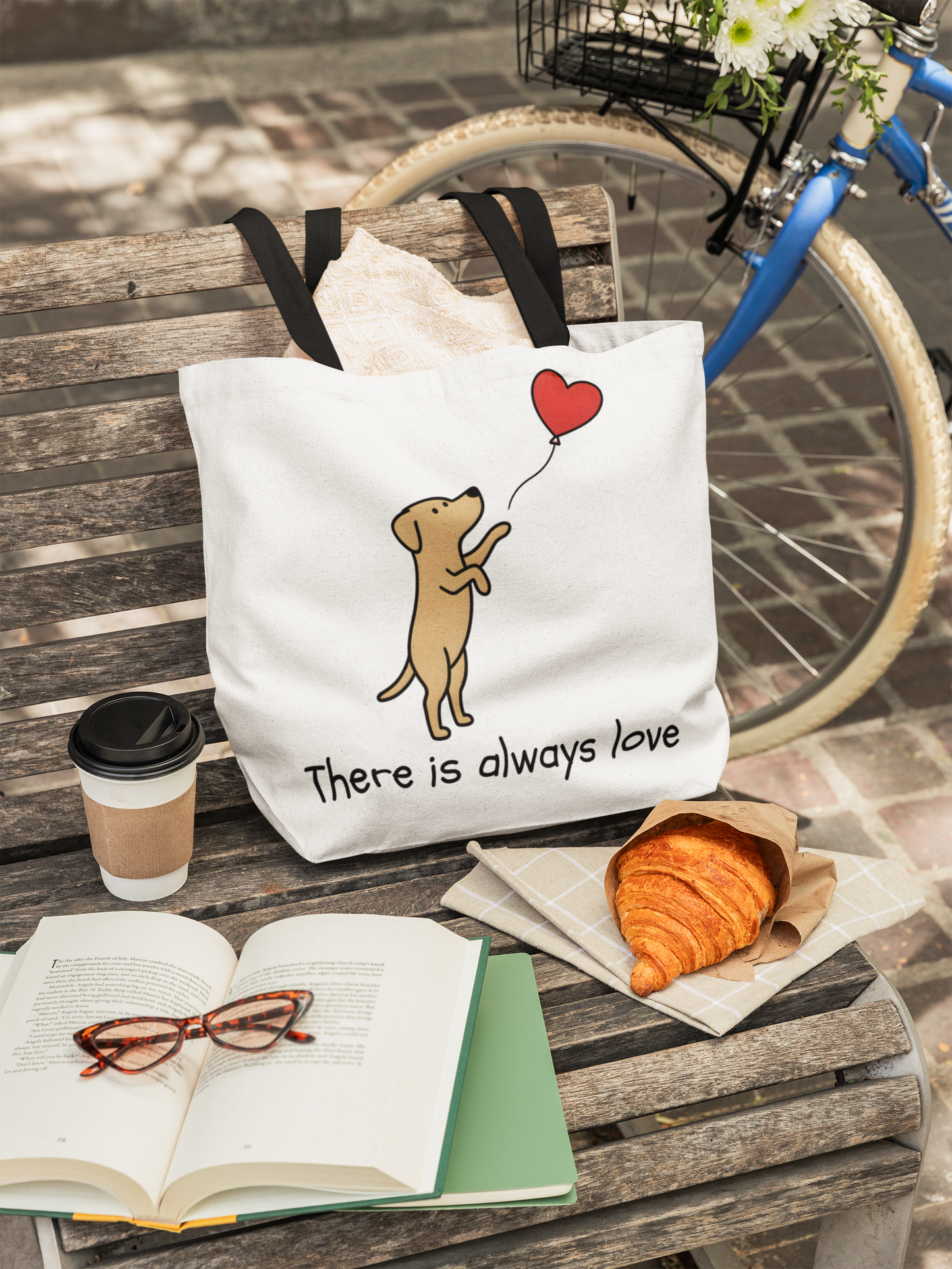 There Is Always Love | Dog Heart Balloon Tote Bag