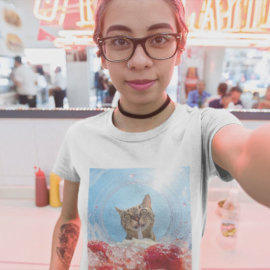 Berry Purrsty funny cat drinking shirt with strawberry drink graphic
Funny cat drinking t-shirt for cat lovers and boba fans
Cute cat graphic tee with wide-eyed cat sipping a drink
Kawaii cat lover shirt with strawberry drink design
Unisex cat t-shirt gift for cat moms and cat dads